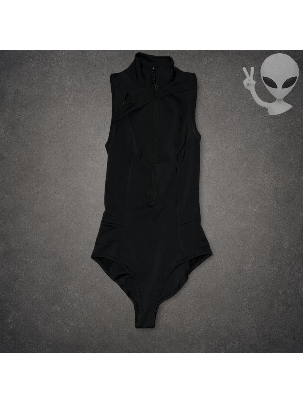 Nike NRG ACG Bodysuit Black Mock Neck Zip Womens XS CK7868-010